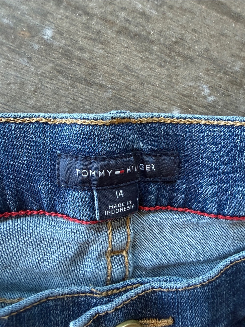 Tommy Hilfiger Medium Blue Straight Leg Jeans with Hem Embellishment - Picture 3 of 5